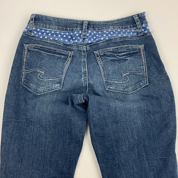 Silver Jeans Custom Modified USA America Distressed Straight Jeans Patches Sz 28 - Picture 7 of 16